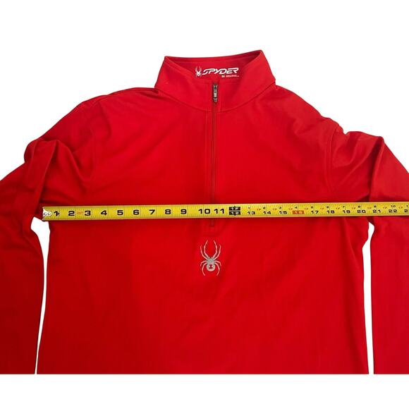 Spyder Mens Quarter Zip Short Jumper Medium Solid Red Pullover Long Sleeve - Picture 9 of 9
